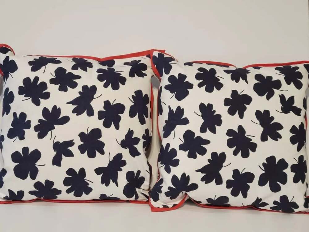 (2) New Ralph Lauren Carter Navy Red Accent Pillows